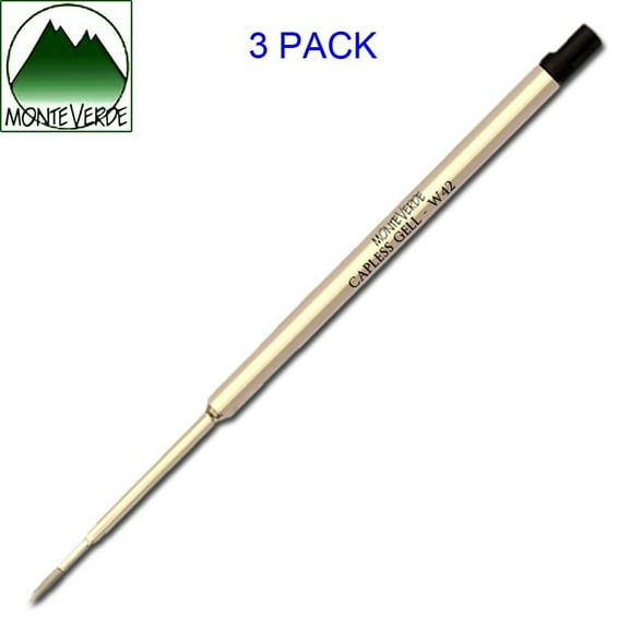 3 Pack - Monteverde Capless Gel to fit Waterman Ballpoint Pens - Black