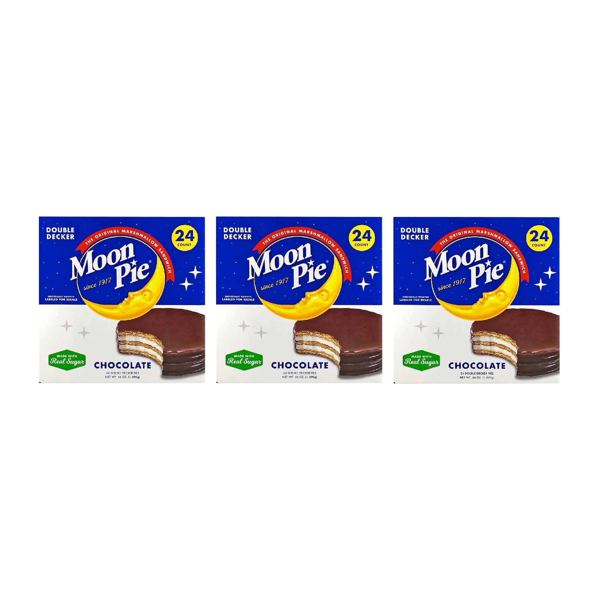 3 Pack MoonPie Double Decker Chocolate (2.75 oz., 24 ct.)