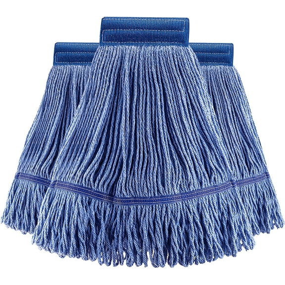 (3 Pack) Mop Head Replacement, Mop Heads ,Blue Cotton Looped End String, Wet Cleaning Vintage Mop Head Replacements Refill, Swinger Loop Mop, for Heavy Duty Rubbermaid Mop Heads