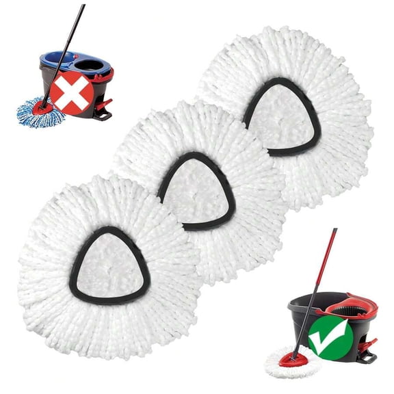 3 Pack Mop Replacement Heads For O-Ceda Mop Replace Head EasyWrin Spin Mop Heads Replacements, Microfiber Spin Mop Refills, Easy Cleaning Mop Head Replacement (White-3 Mop Heads) 3pcs