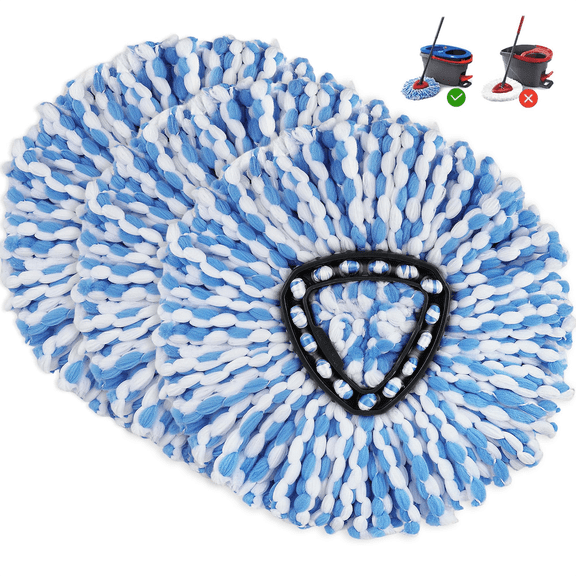 3 Pack Mop Replacement Heads for O-Ceda RinseClean Spin Mop, Microfiber Spin Mop Refills, Easy Cleaning Mop Head Replacement Refill