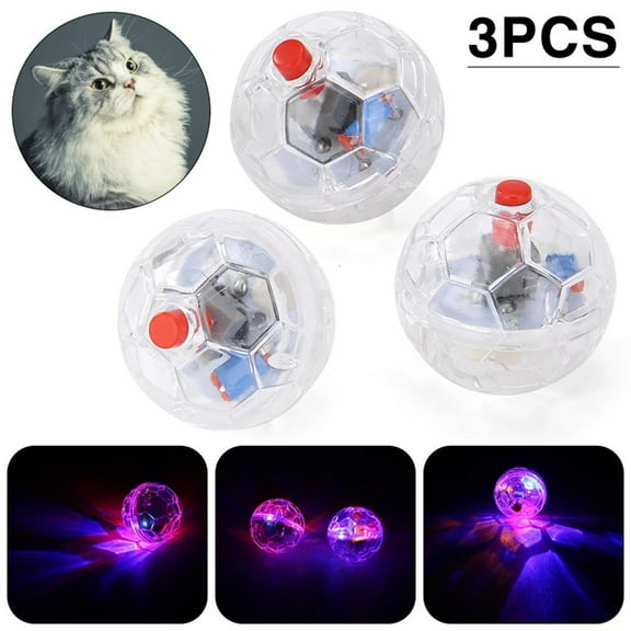 3-Pack Motion Activated Cat Ball Light Up Interactive Toy for Kittens and Small Dogs Exercise Rolling Ball with Colorful LED Lights for Indoor Pet Active Playtime