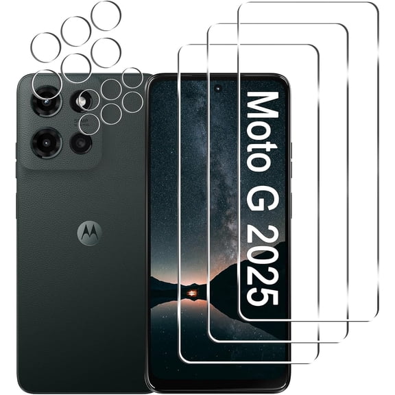 3 Pack Moto G 2025 Screen Protector [6.7 inch] + 3 Pack Camera Lens Protector, Anti Scratch Bubble Free, Easy Installation