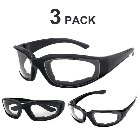 3-Pack Motorcycle Riding Glasses for Adults Tween - 100% UV Windproof/Dustproof Goggles with Foam Cushion for Cycling, Biking, Outdoor Sports(Clear Lens)