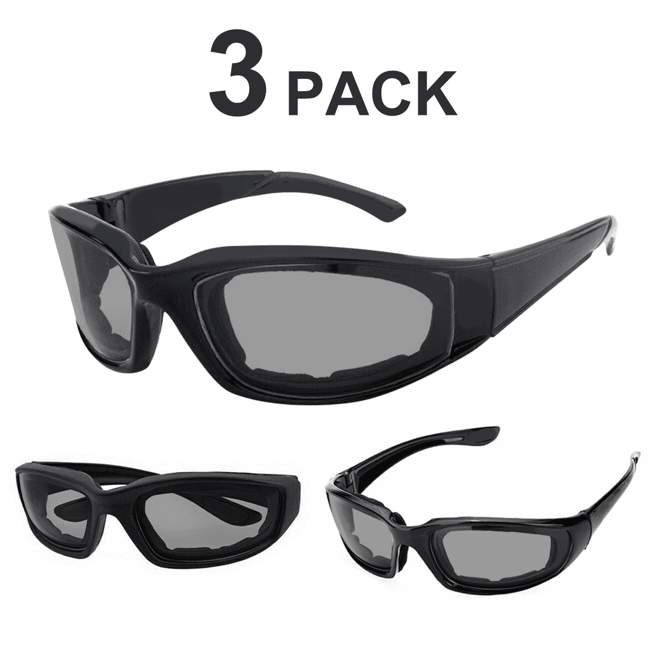 3-Pack Motorcycle Riding Glasses for Adults Tween - 100% UV Windproof ...