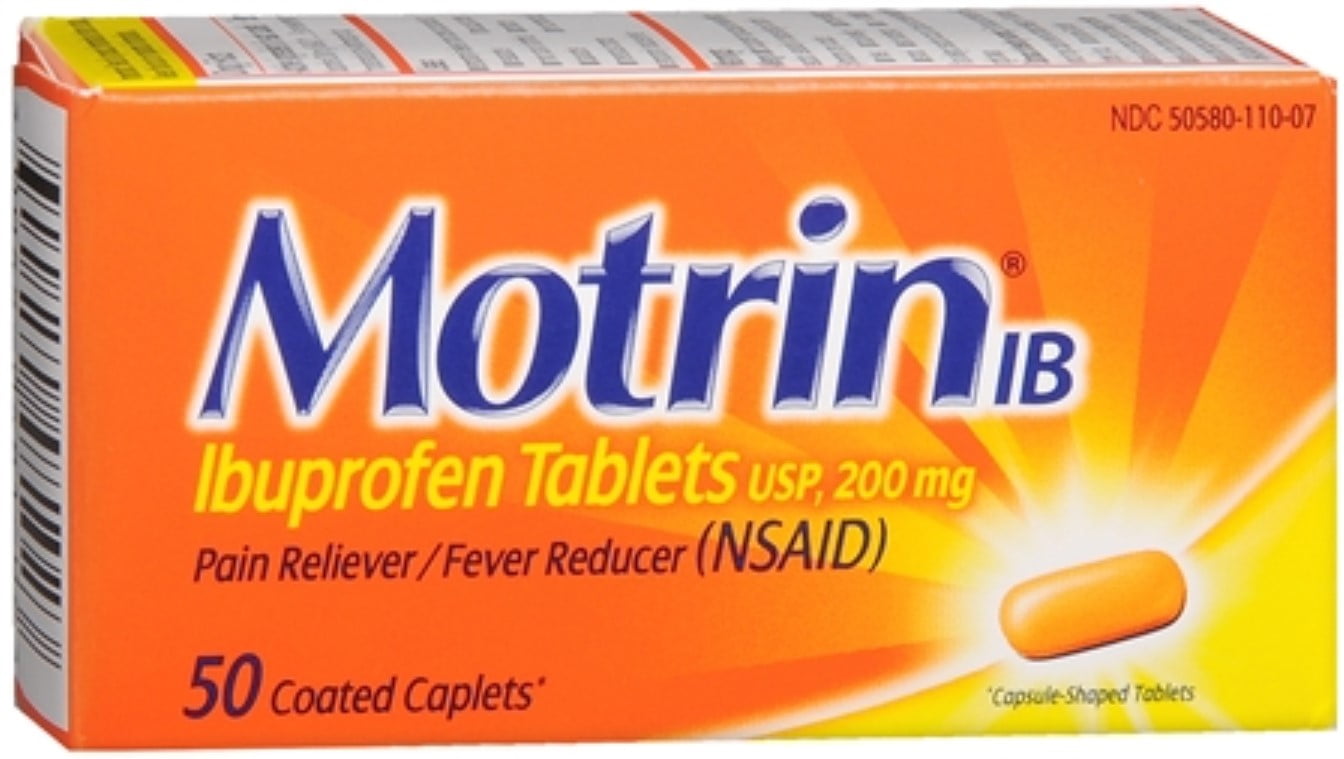 Motrin IB Coated Caplets 50 ea (Pack of 3)