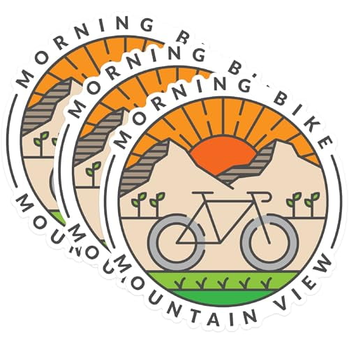 (3 Pack) Mountain Bike Decals - Morning Ride - Laptop Decals - 3 Inches On Longest Side - Easy Peel & Apply - Made in USA - 3MCS1235
