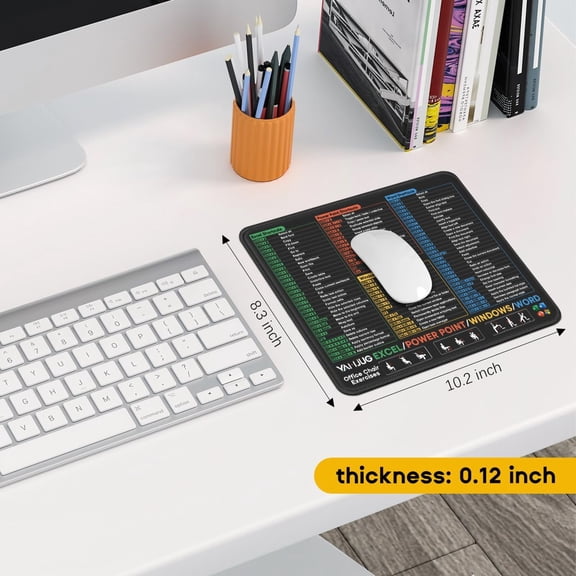 3 Pack Mouse Pad with Stitched Edge for Excel/Word/PowerPoint/Windows Shortcuts, Small Excel Cheat Sheet Desk Pad, 10.2x8.3x0.12inch Portable Computer Mousepad for Gaming Office Home, Non-Slip
