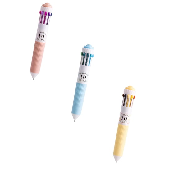 3 Pack Multicolor Ballpoint Pens, 10-in-1 Colored Ballpoint Pen, 0.8mm Fine Point Smooth Writing, Retractable Ballpoint Pens for Office Classroom Study Work