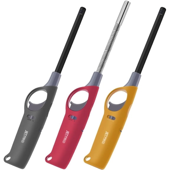 3 Pack Multipurpose Windproof Lighter Refillable with Visible Fuel Tank (Butane Fuel Not Included)
