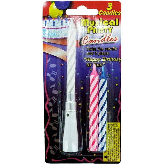 3 Pack Musical Party Candles Set, Includes Base and Refillable Candles, For a Festive Birthday Touch with 'Happy Birthday to You' Tune, Reusable and Fun Celebration Decoration