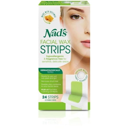 3 Pack Nad's Facial Wax Strips 24 Each