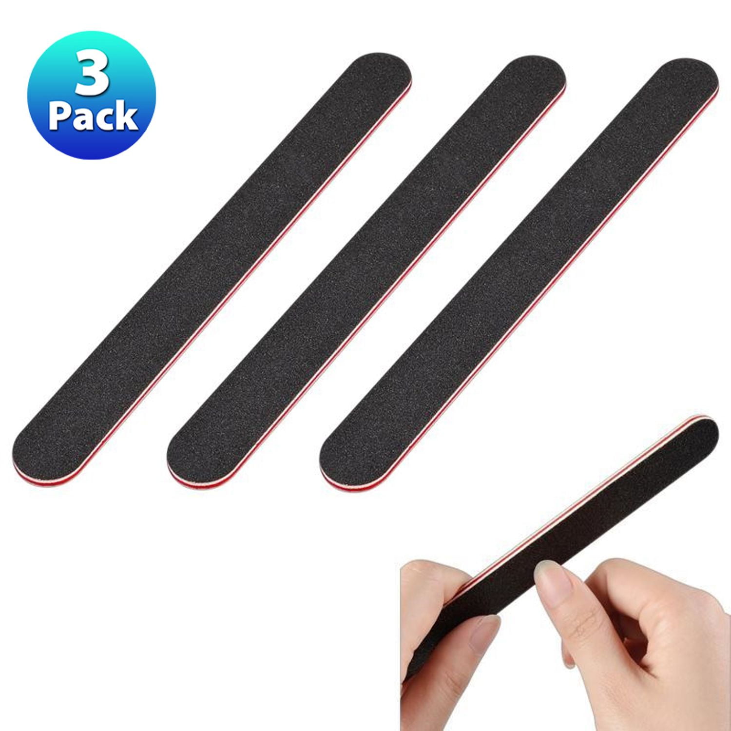 3 Pack Nail Files for Natural Nail, 100/ 180 Grit Nails File Sanding