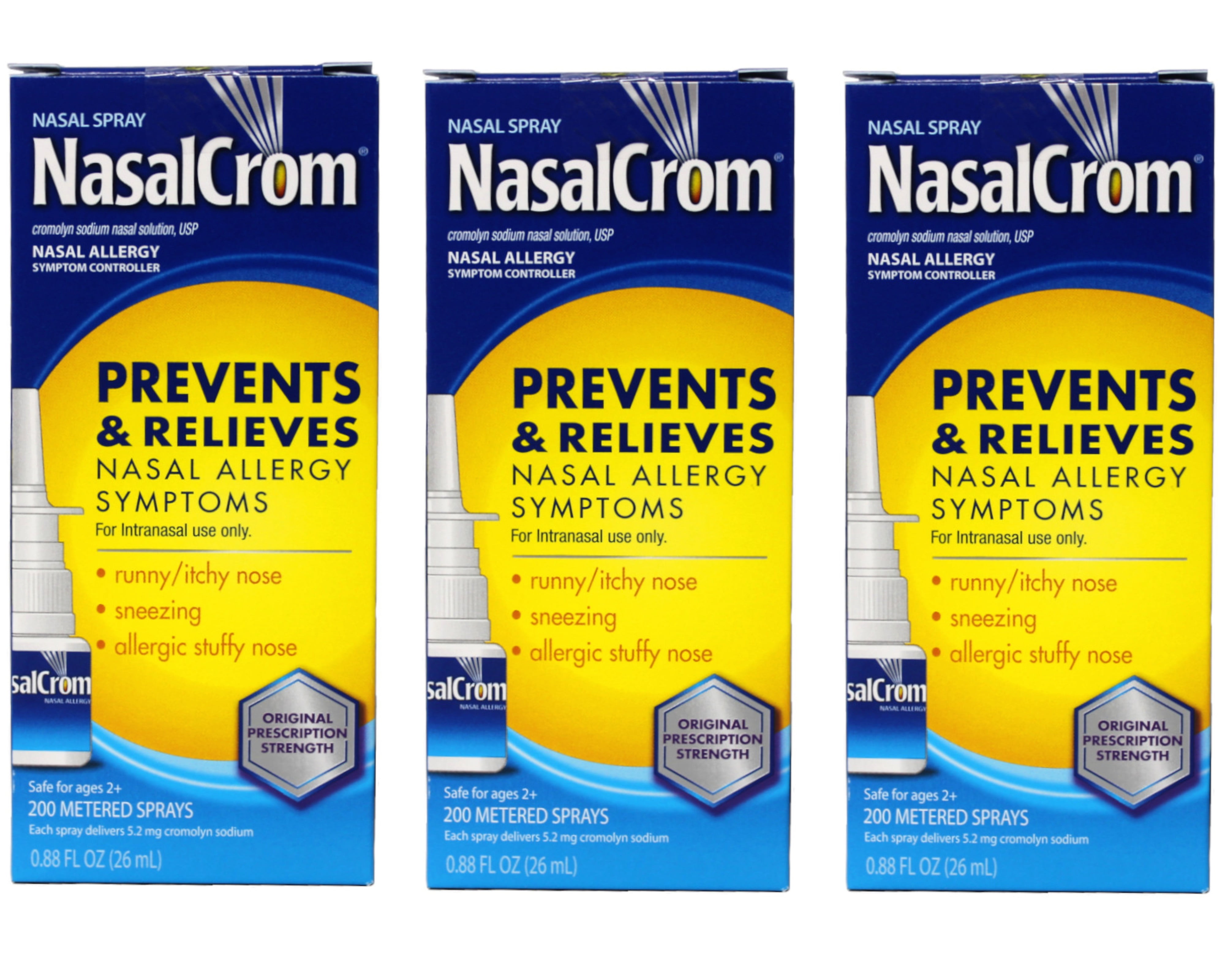 3 Pack - NasalCrom Nasal Spray Allergy Symptom Controller, 200 Metered Sprays, 0.88 FL OZ