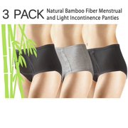 3 Pack Natural Bamboo Skin-Friendly Absorbent Menstrual Period Panty Incontinence - Pocket -Large