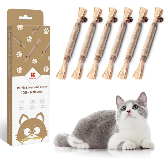 3 Pack Natural Silvervine Sticks Cat Toys, Catmint Silvervine Blend Sticks, Catnip Kittens Chew Toys Teeth Cleaning, Matatabi Dental Care Cat Treat Edible Kitty Lick Toys, Package May Vary