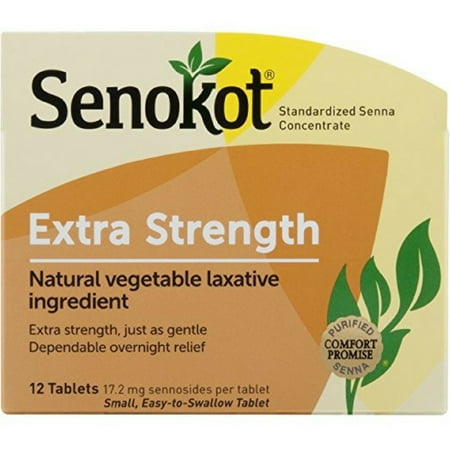 3 Pack - Natural Vegetable Laxative Ingredient, Extra Strength Tablets, 12 Tablets