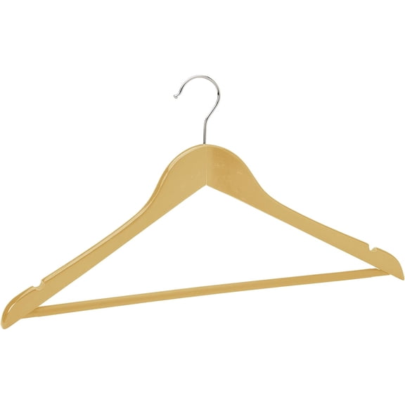 3 Pack Natural Wood Hangers | Rolling Crossbar | Prevents Creasing & Wrinkles | Good for Coats | Dresses | Pants and Shirts