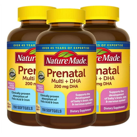 3 Pack | Nature Made Prenatal Multi + DHA, 150 Softgels