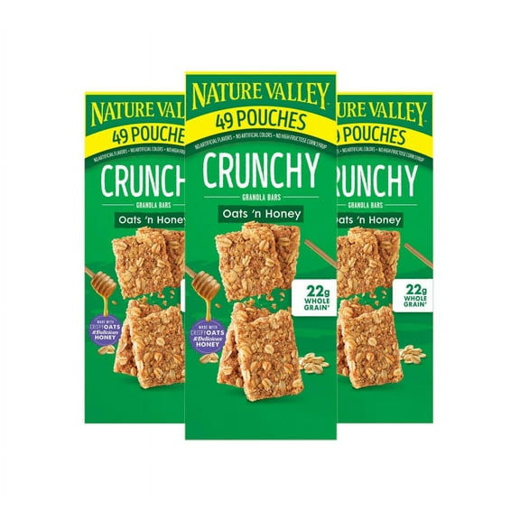 3 Pack | Nature Valley Crunchy Granola Bar, Oats 'n Honey, 1.49 oz, 49 Count