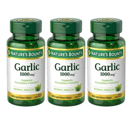 3 Pack - Nature's Bounty Garlic 1000 mg Softgels 100 Each