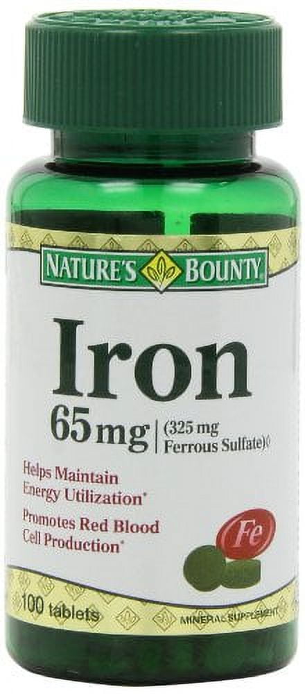 3 Pack - Nature's Bounty Iron 65 mg Tablets 100 Tablets Each