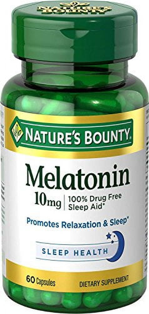 Nature's Bounty Sleep Health Melatonin Capsules, 10 mg, 60 Ct (3 pack) (Bundle)