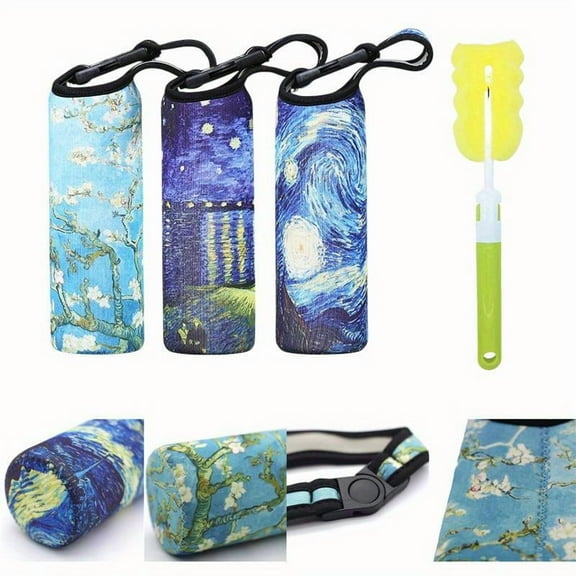3 Pack Neoprene Sleeve Bottle Cup Carrier Pouch Fit for All 16oz-21oz Portable Sport Water Bottle