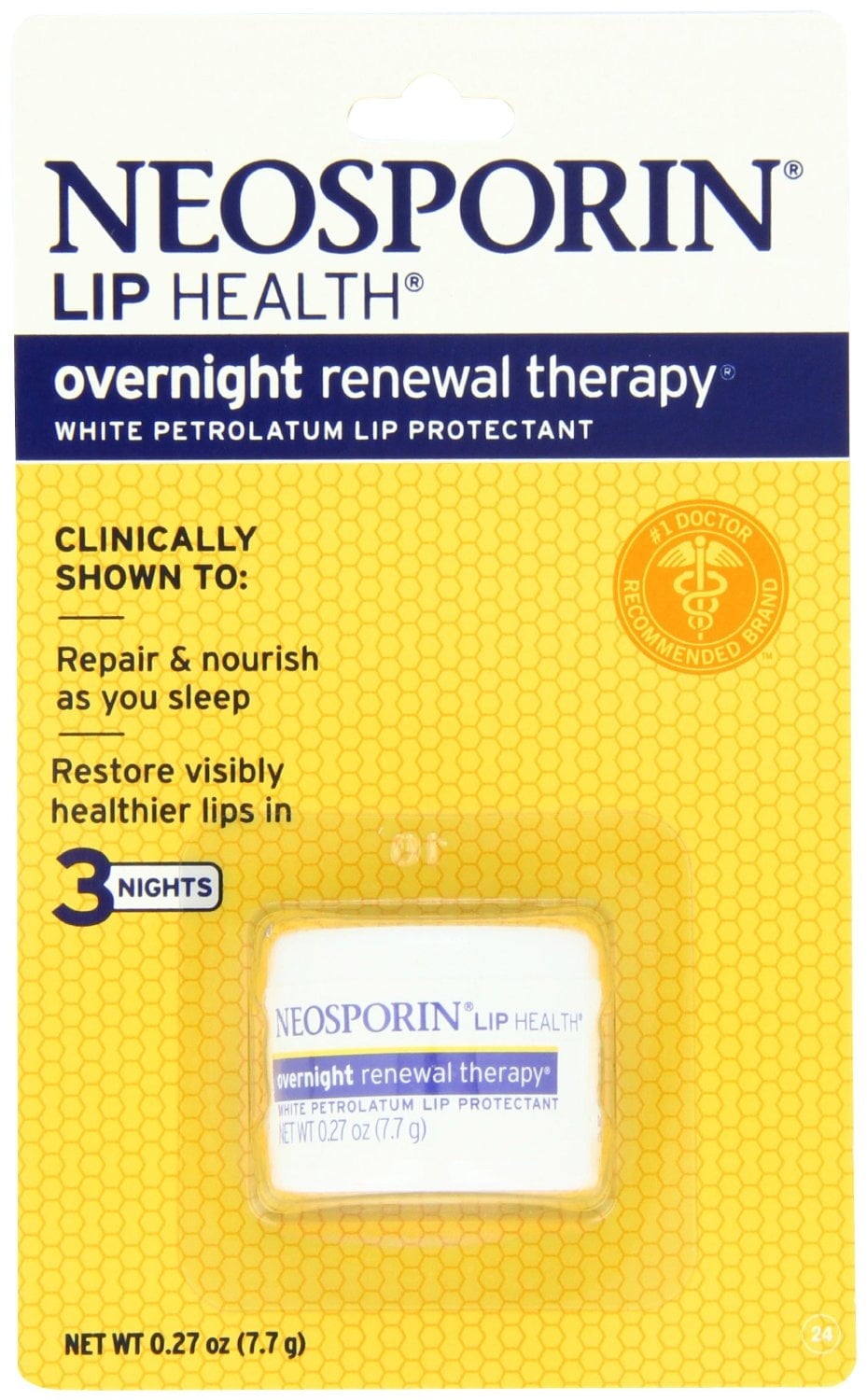 3 Pack Neosporin Lip Health Overnight Renewal Therapy 0.27 oz Each