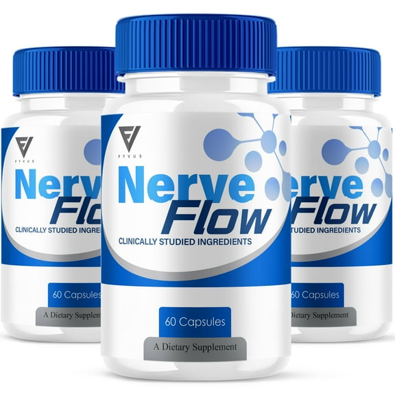 (3 Pack) Nerve Flow Nerve Support Supplement NerveFlow Advanced Formula, Nerve Flow Premium Nerve Support Pills (180 Capsules)