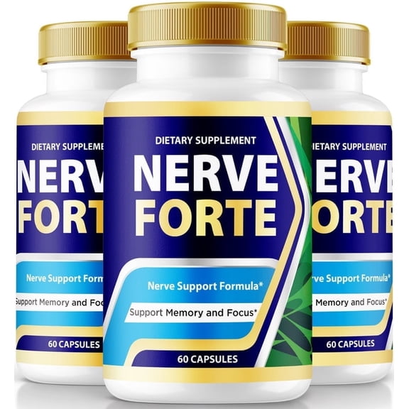 (3 Pack) Nerve Forte Memory & Focus Support Capsules, Official Formula for Nerve Wellness and Function, All Natural Nerve Vitamins, Premium NerveForte Supplement, Pastillas Review (180 Capsules)