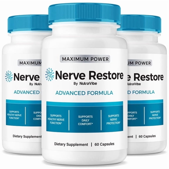 (3 Pack) Nerve Restore Natural Daily Support Blend for Nerves, Memory & Focus | Easy-to-Take Capsules (180 Capsules)
