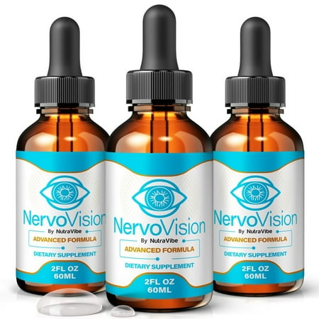 (3 Pack) NervoVision Drops – Daily Eye Care Formula with Original Blend to Support Visual Wellness, Eye Comfort & Healthy Vision |Easy-to-Use Liquid for Everyday Use (90 Servings)