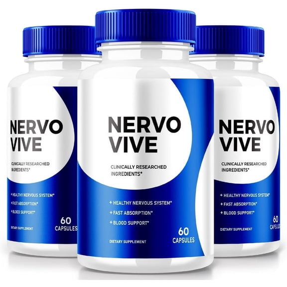 (3 Pack) NervoVive Capsules, Nervo Vive Nerve Health Support Pills, All Natural Potent Supplement, Maximum Strength Formula for Overall Health and Wellness, Official Reviews (180 Capsules)