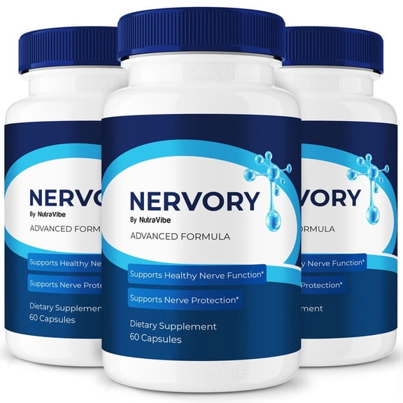 (3 Pack) Nervory Natural Daily Support Blend for Nerves, Memory & Focus | Nervory Easy-to-Take Capsules (180 Capsules)