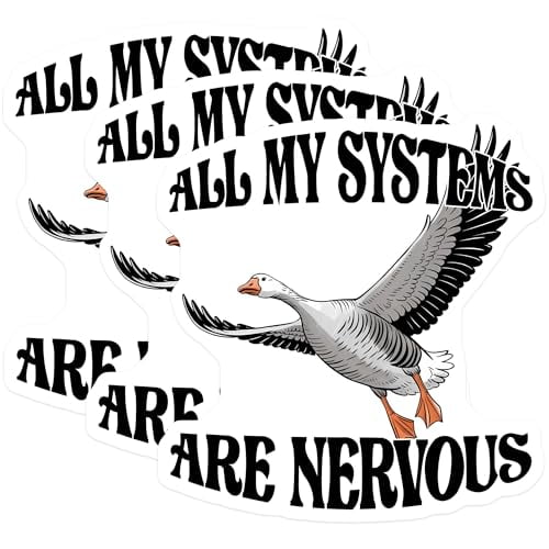 (3 Pack) Nervous Goose Decals - Funny Laptop Decal - Anxious Systems - 3 Inches On Longest Side - Easy Peel & Apply - Made in USA - 3MCS6431