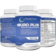 3 Pack Neuro Plus Brain Booster Focus Supplement - Nootropic Memory Enhancement Pills, Concentrations, Mental Performance & Clarity - 60 Capsules