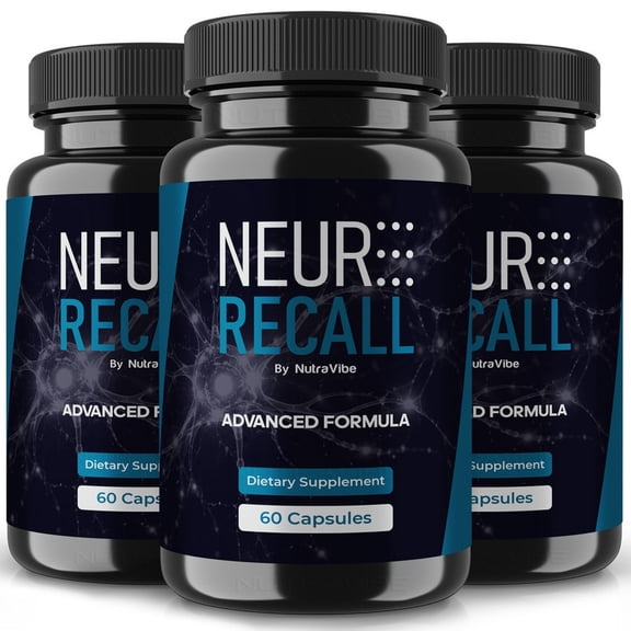 (3 Pack) Neuro Recall Pills – Daily Formula with a Natural Blend to Help Maintain Focus, Memory & Concentration | Clean, Gentle, Easy-to-Swallow Capsules for Everyday Sharpness (180 Capsules)