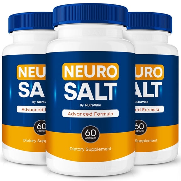 (3 Pack) Neuro Salt  Daily Formula with a Natural Blend to Help Maintain Focus, Memory & Concentration | Clean, Gentle, Easy-to-Swallow NeuroSalt Capsules for Everyday Sharpness (180 Capsules)