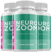 3 Pack Neuro Zoom - Brain Boost Supplement - Dietary Supplement for Focus, Memory, Clarity, Cognitive - Advanced Nootropic Support Formula for Maximum Strength - 180 Capsules