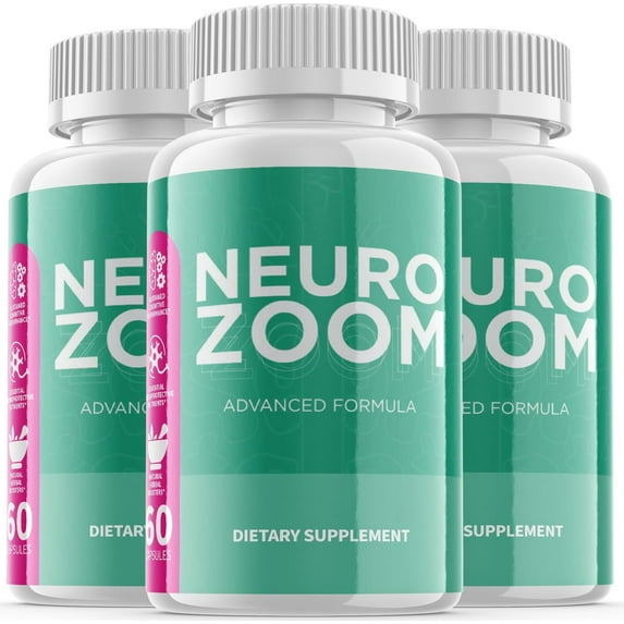 (3 Pack) Neuro Zoom - Brain Boost Supplement - Dietary Supplement for Focus, Memory, Clarity, Cognitive - Advanced Nootropic Support Formula for Maximum Strength - 180 Capsules