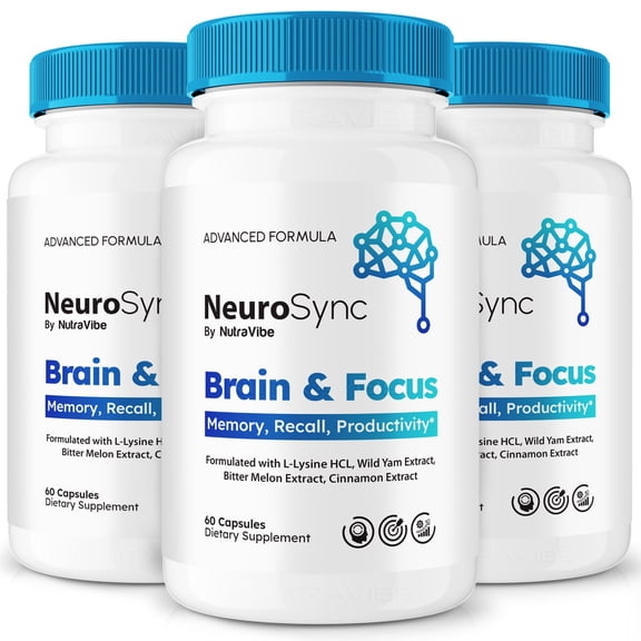 (3 Pack) NeuroSync Brain and Focus Capsules, Neuro Sync Advanced Formula Dietary Supplement Pills for Memory and Cognitive Support, Reviews (180 Capsules)