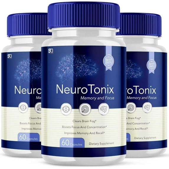 (3 Pack) NeuroTonix - Neuro Tonix - Memory Booster Dietary Supplement for Focus, Memory, Clarity, & Energy - Advanced Cognitive Formula for Maximum Strength - 180 Capsules