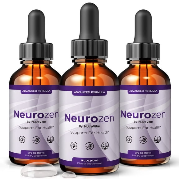 (3 Pack) NeuroZen Daily Hearing Support Drops with a Clean Liquid Formula for Ear Health, Auditory Clarity and Inner Ear Balance | Easy-to-Use Dropper (180 Servings)