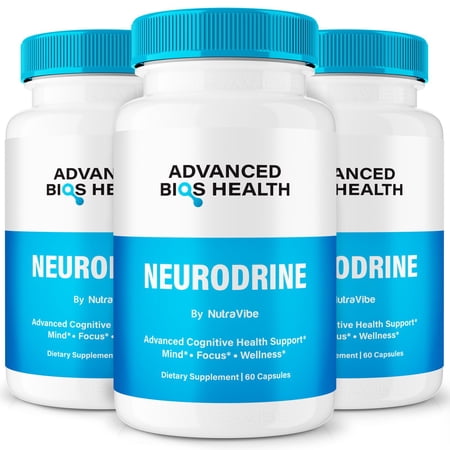 (3 Pack) Neurodrine Capsules, Advanced BioHealth Formula, All Natural Cognitive Support Pills, Neuro Drine Supplement to Reduce Brain Fog, Official Reviews (180 Capsules)