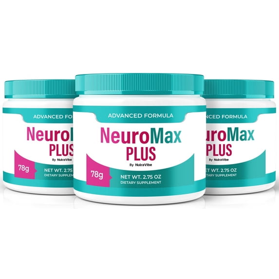 (3 Pack) Neuromax Plus – Daily Formula with a Natural Blend to Help Maintain Focus, Memory & Concentration | Clean, Gentle, Easy-to-Take Powder for Everyday Sharpness (90 Servings)
