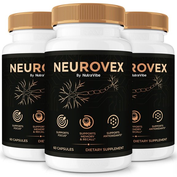 (3 Pack) Neurovex Pills Daily Formula with a Natural Blend to Help Maintain Focus, Memory & Concentration | Clean, Gentle, Easy-to-Swallow Capsules for Everyday Sharpness (180 Capsules)