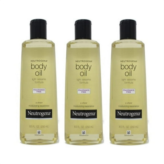 3 Pack Neutrogena Body Oil Fragrance Free Light Sesame Formula 8.5 Ounce