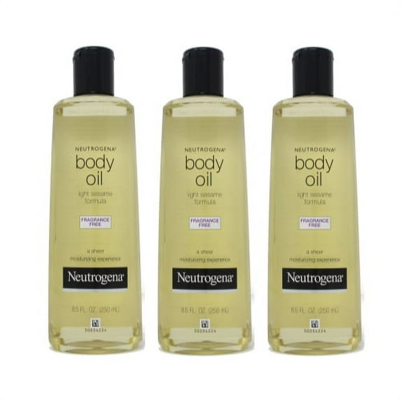 3 Pack Neutrogena Body Oil Fragrance Free Light Sesame Formula 8.5 Ounce