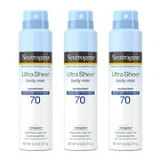 3 Pack - Neutrogena Ultra Sheer Body Mist Full Reach Sunscreen Spray Broad Spectrum SPF 70 5 oz